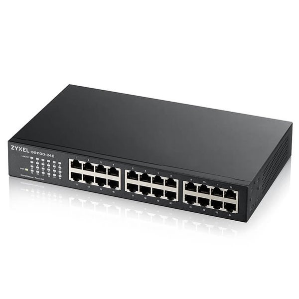 Zyxel GS1100-24E 24 Ports 10/100/1000BASE-T Unmanaged Desktop Switch  + Free 19" Rack-Mount