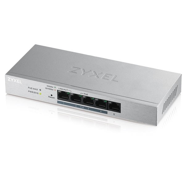 Zyxel GS1200-5HP v2 5-Port Web Managed PoE Gigabit Switch 1 Ports 10/100/1000BASE-T  + 4 Ports 10/100/1000BASE-T PoE