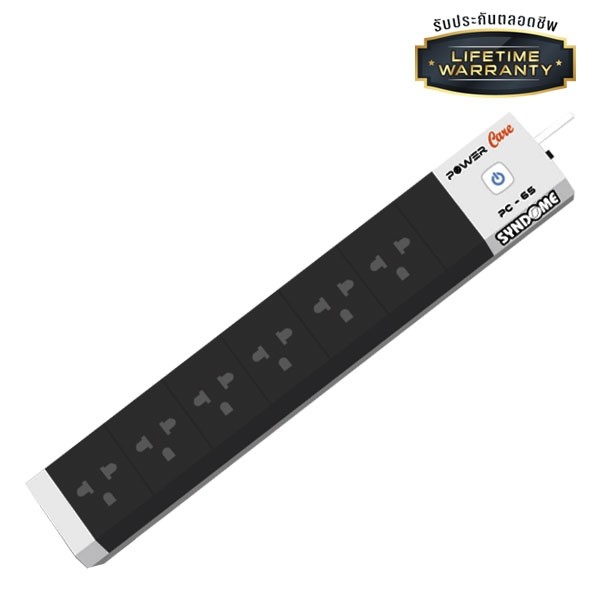 Syndome Power Care PC-65 Smart-Plug 6 Outlets, 2500Watt 10 Amps.(Max), Length Cable 5 meter, Black