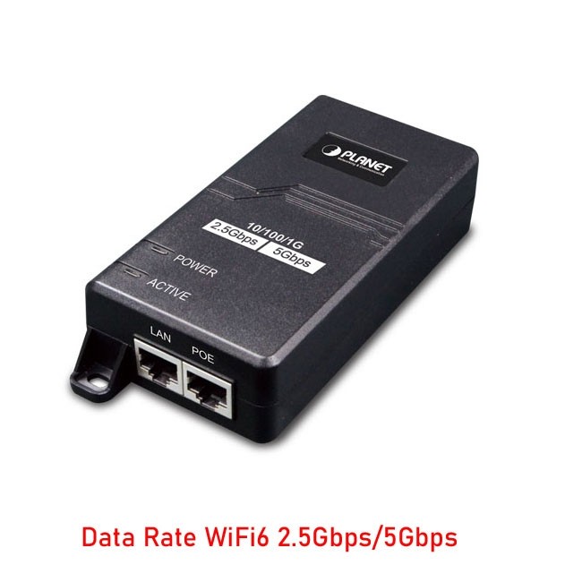 PLANET POE-165 WiFi6 Support 2.5G/5GBase-T 802.3at PoE+ Single-Port Multigigabit 802.3at PoE+ Injector (30 Watts)