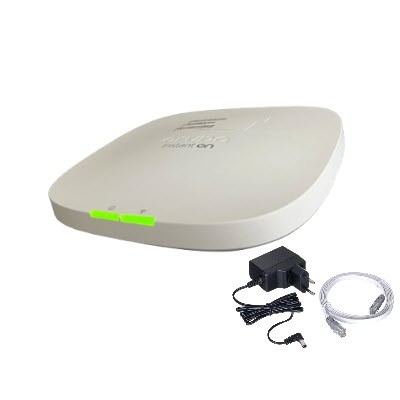 Aruba Instant On AP22 (R6M51A) PSU BDL WWBase with 12V Power adaptor Standard SET, Indoor Wi-Fi CERTIFIED (Wi-Fi 6) Access Point, Speed 1174Mbps, 802.11ax, 2X2:2 MU-MIMO radios, Built-in Wi-Fi router/gateway functionality