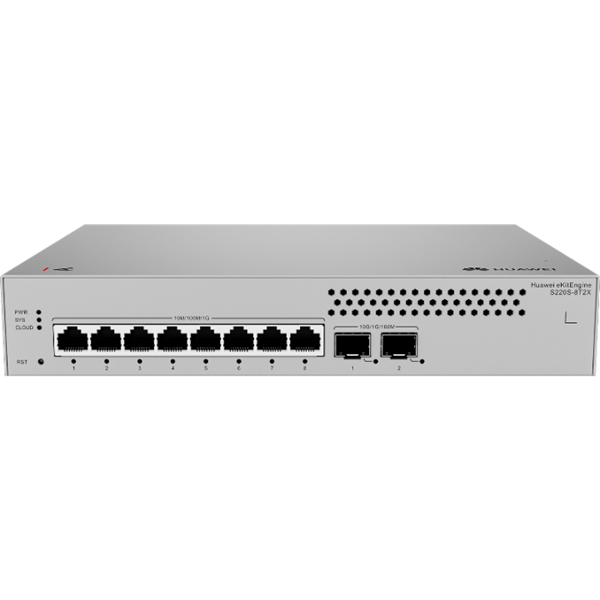 Huawei S220S-8T2X L2-Managed Switch 8 Port Gigabit, 2 Port Uplink SFP 10Gbps Cloud Managed built-in AC power Fanless