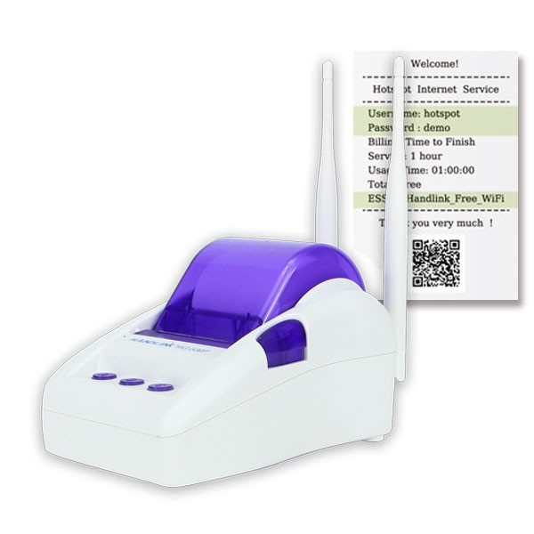 HandLink WG-500P WiFi HotSpot All-In-One with built-in ticket printer, 300 Mbps 2.4GHz + 1 Port 10/100 Mbps, MikroTik UserManager Supported